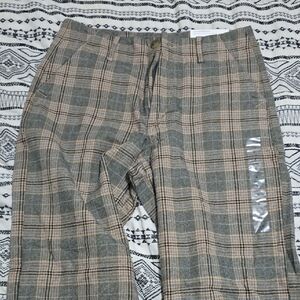 Plaid Womens Pants - Gray and Tan